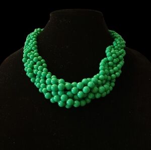 Vintage - Acrylic‎ Green Bead Statement Necklace